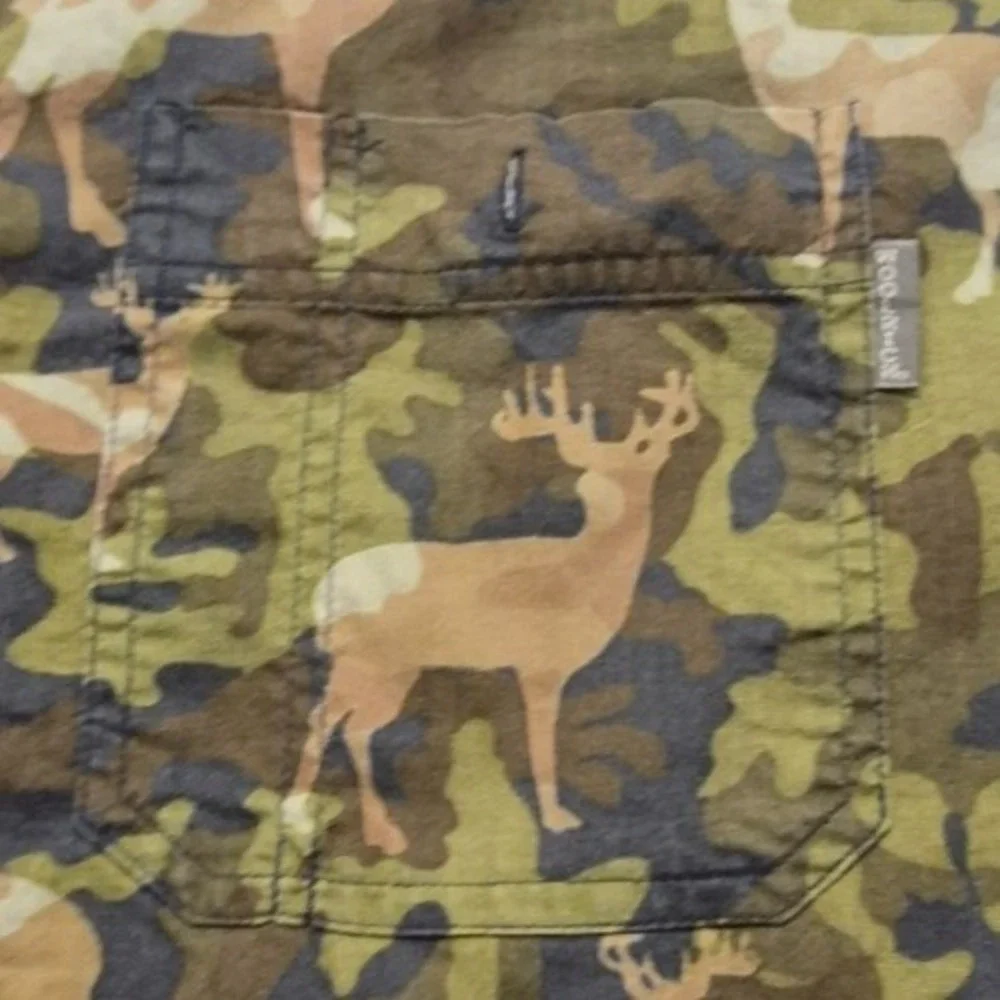 VTG Woolrich Men's Olive Camouflage Deer Shirt XL‎ All over print Cotton Hunting